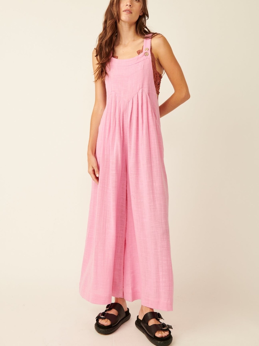 Free People Sun Drenched Overalls in Sugar Magnolia Pink Size XS Bohemian - Picture 2 of 12